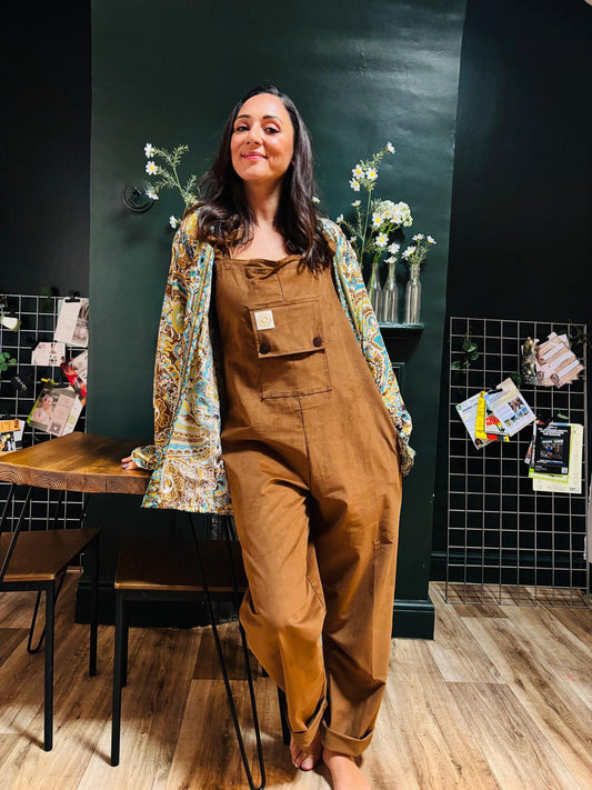 Click picture to see our corduroy dungarees in 7 colours!
