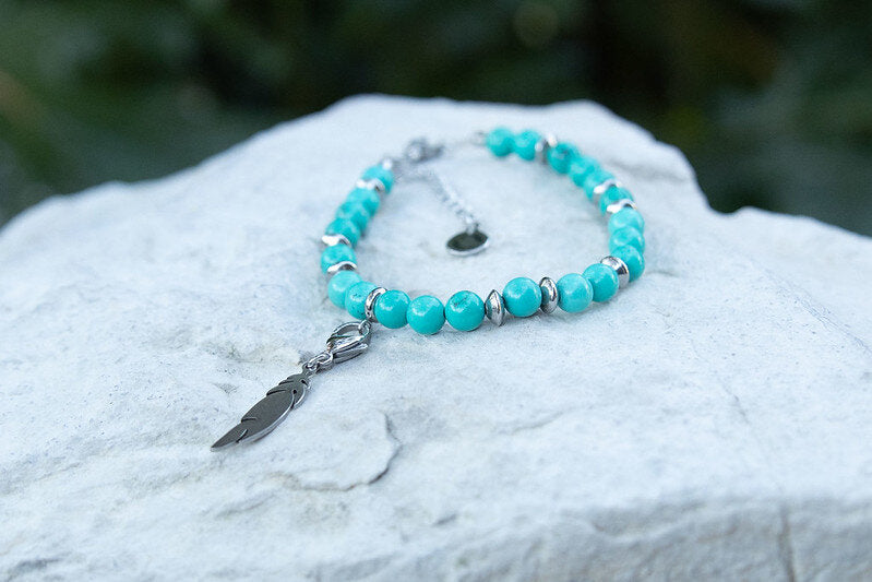 Gemstone Bracelet with Charm