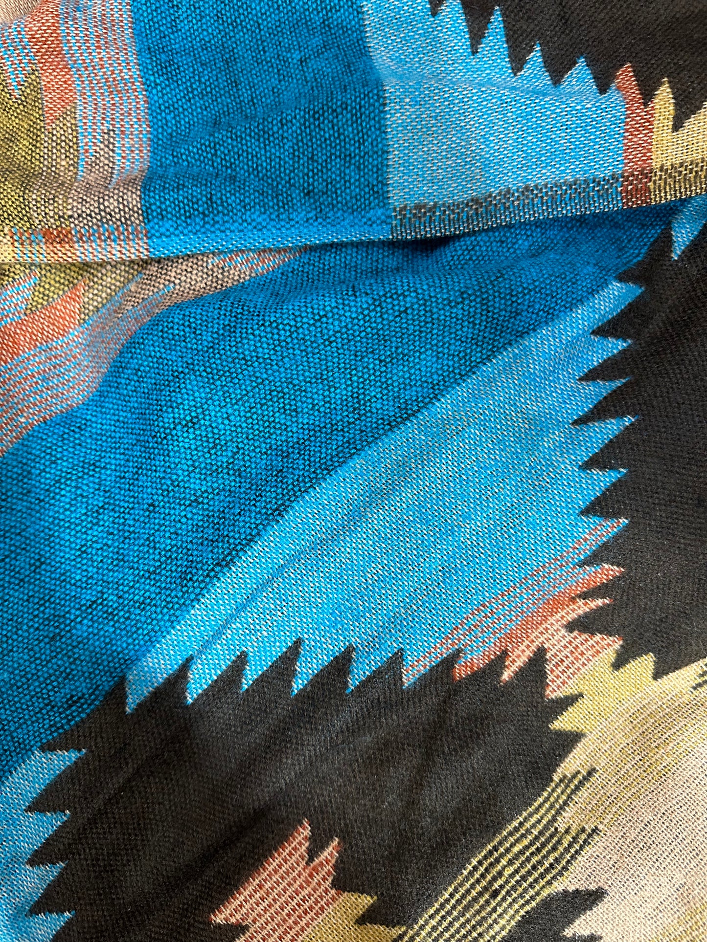 Vegan "Wool" Hooded Poncho - Aztec Patterns