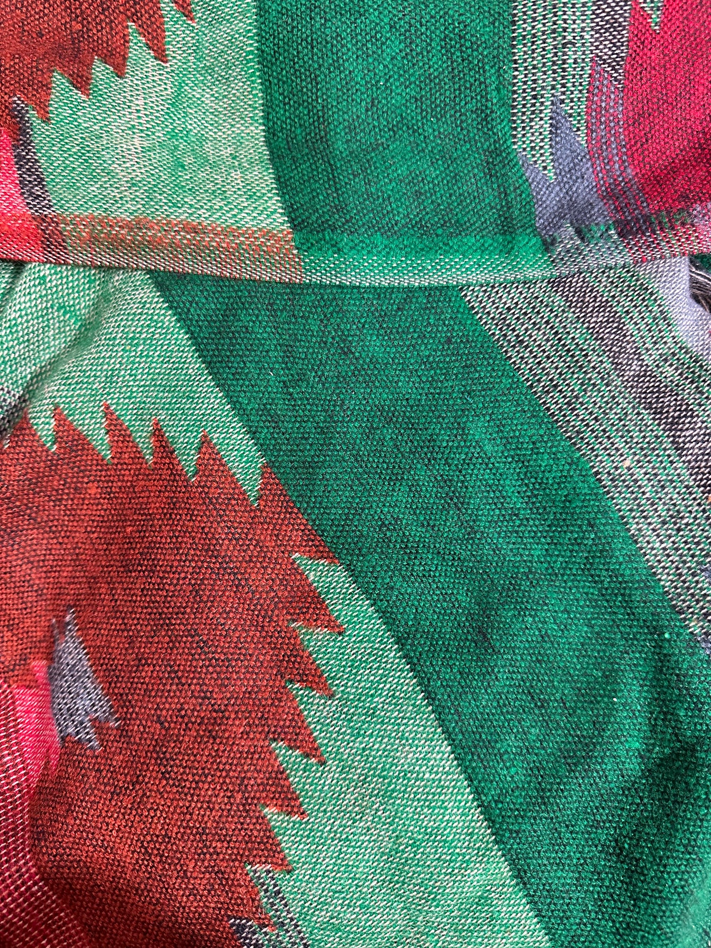 Vegan "Wool" Hooded Poncho - Aztec Patterns