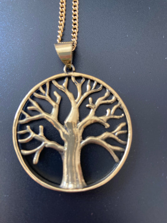 Tree of Life Gold Plated Brass Pendant Necklace