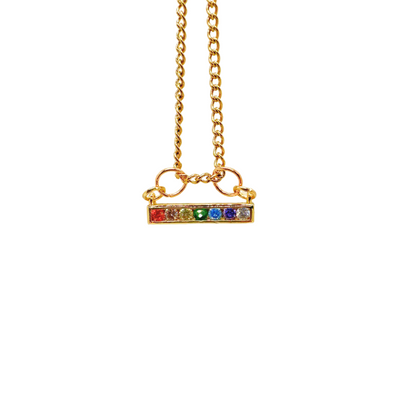 Rainbow Chakra Bar Gemstone Necklace