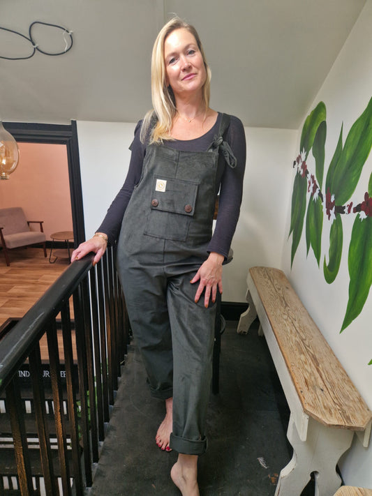 Dungarees in Dark Green