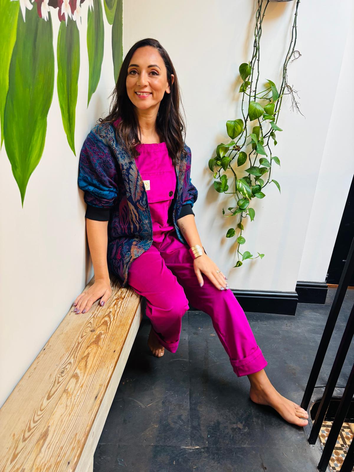 Dungarees in Magenta