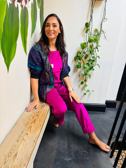 Dungarees in Magenta
