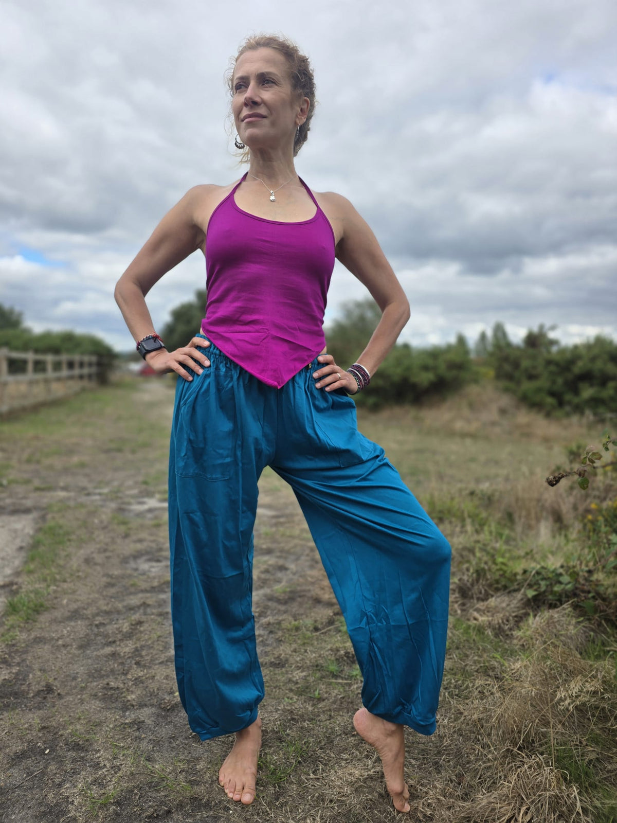 Organic Cotton 'Joggers' in Turquoise Blue