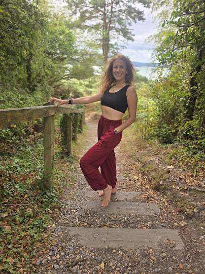 Organic Cotton 'Joggers' in Dark Red