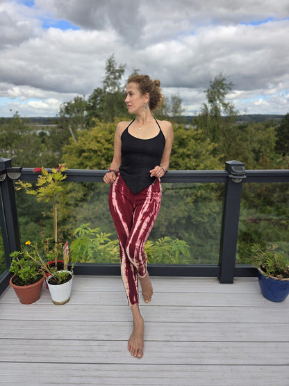 Organic Cotton Tie-dye Leggings in Red/Cream