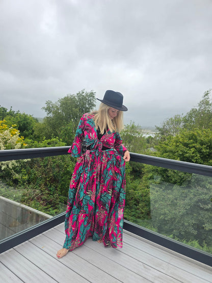 Leaf print Rayon 'love' tie top in two prints