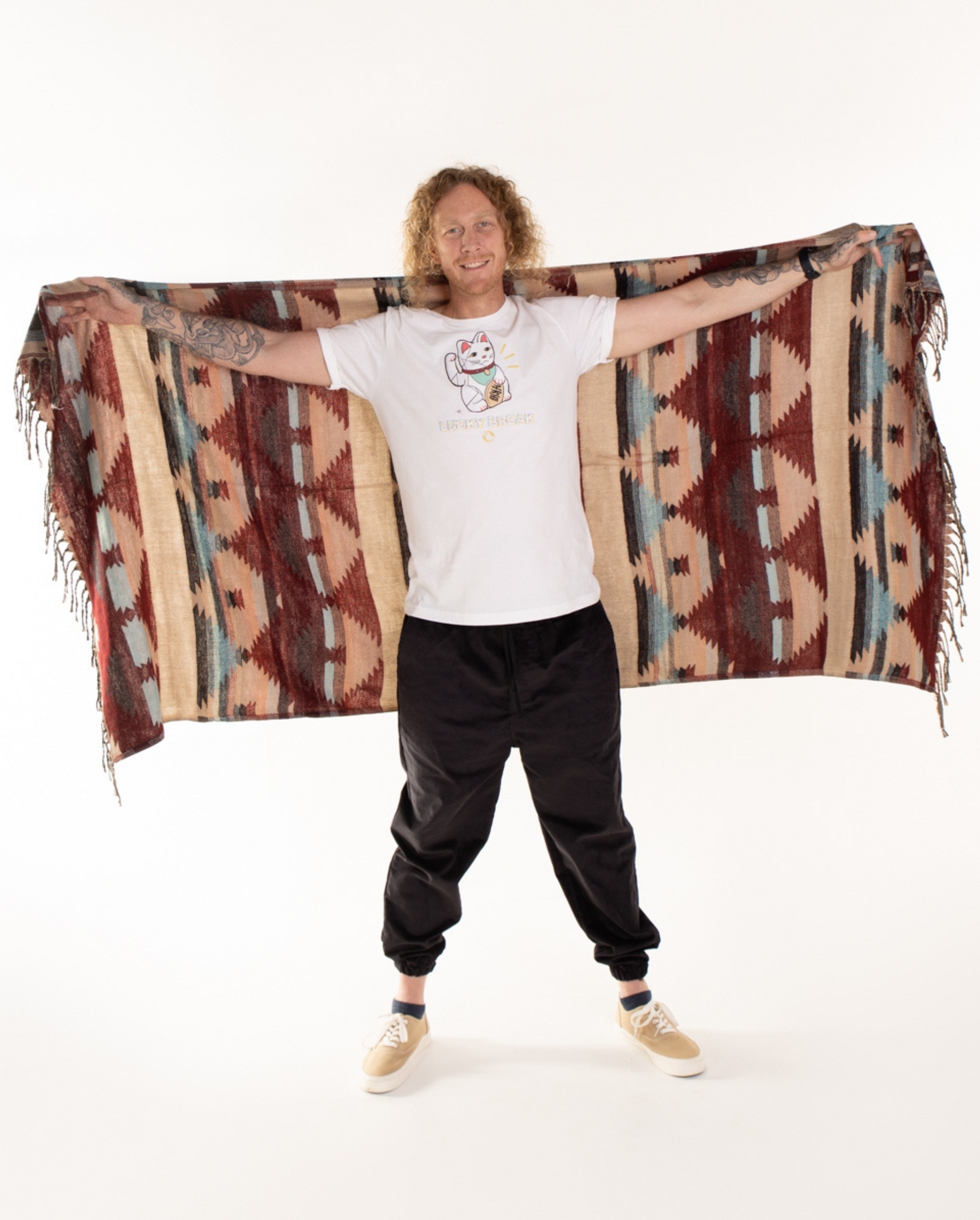 Blanket Scarf with Aztec design Vegan