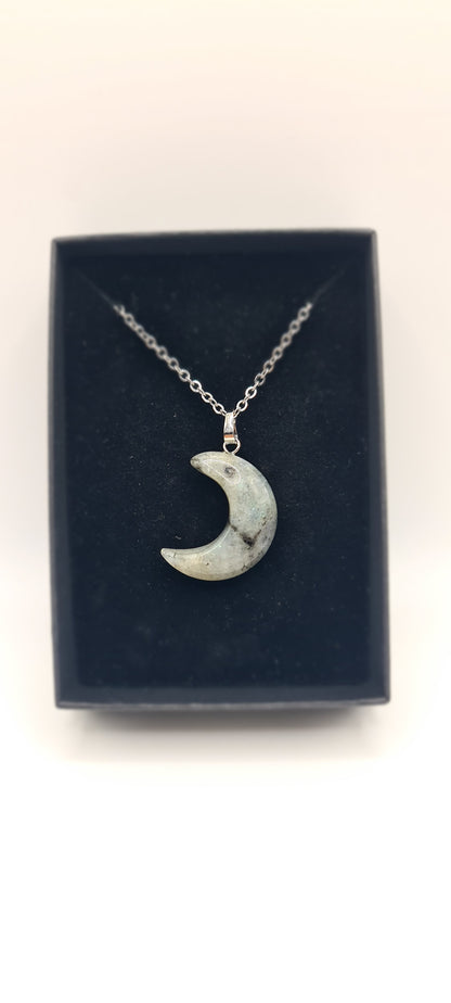 Crescent Moon Labradorite Gemstone Pendant