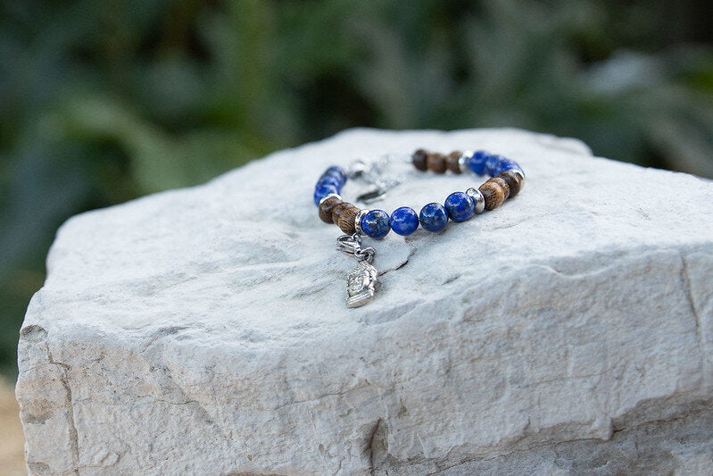 Gemstone, Wood & Charm Bracelet & Earring Set