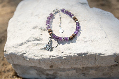 Gemstone, Wood & Charm Bracelet & Earring Set