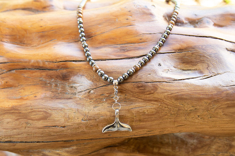 Whale Tail Charm & Beaded Gemstone Marla Necklace