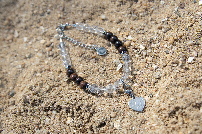 Gemstone, Wood & Charm Bracelet & Earring Set