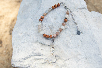 Gemstone, Wood & Charm Bracelet & Earring Set