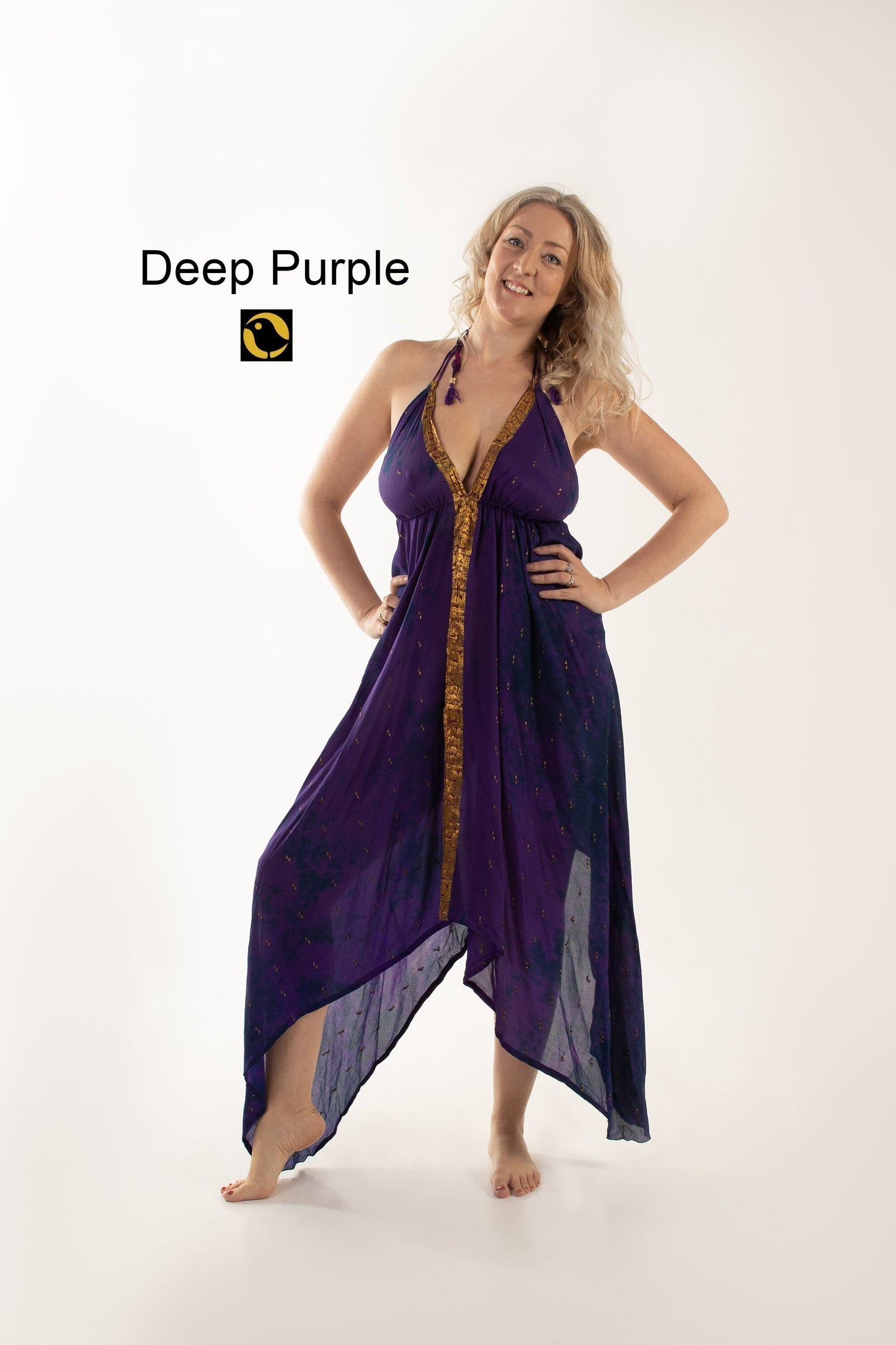 Recycled Silk Beach Dress: Purples