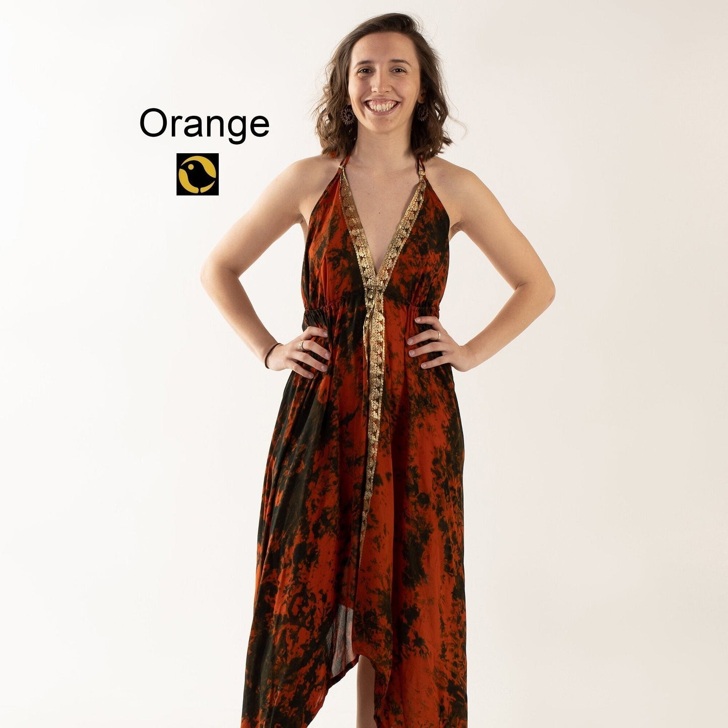 Recycled Silk Beach Dress: Oranges