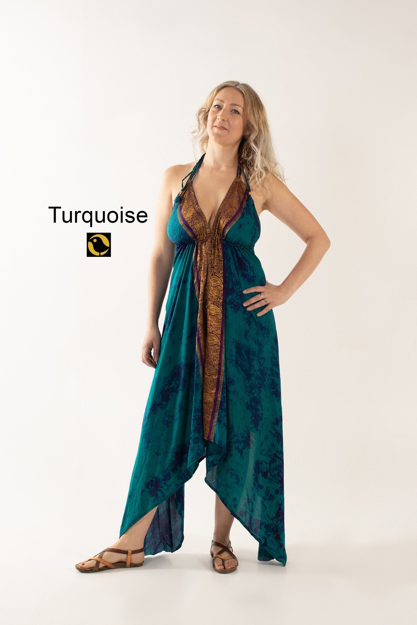 Recycled Silk Beach Dress: Blues