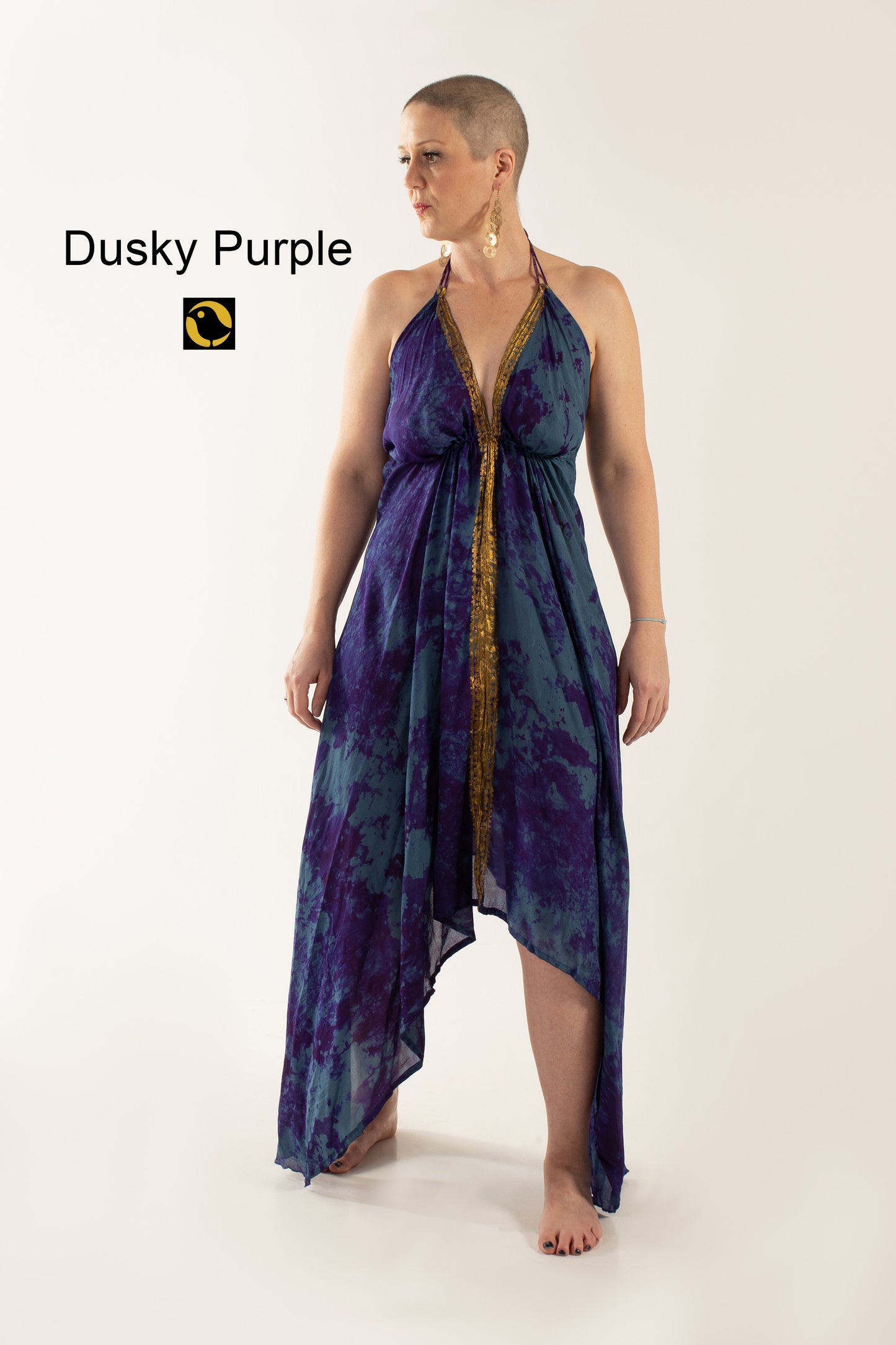 Recycled Silk Beach Dress: Purples