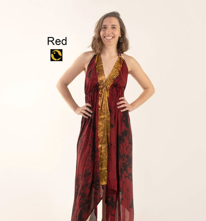 Recycled Silk Beach Dress: Reds