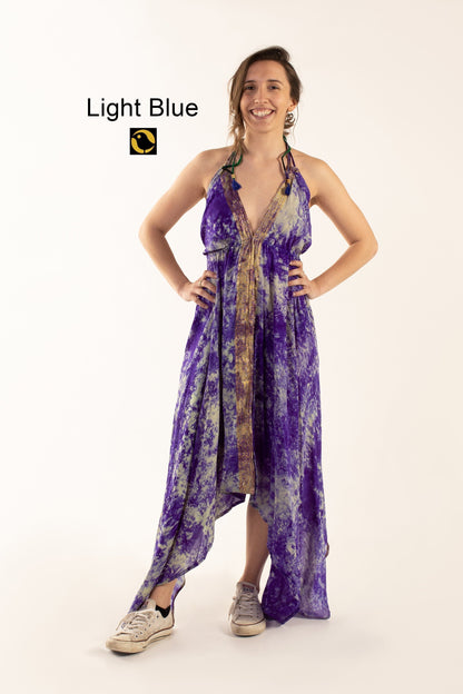 Recycled Silk Beach Dress: Blues