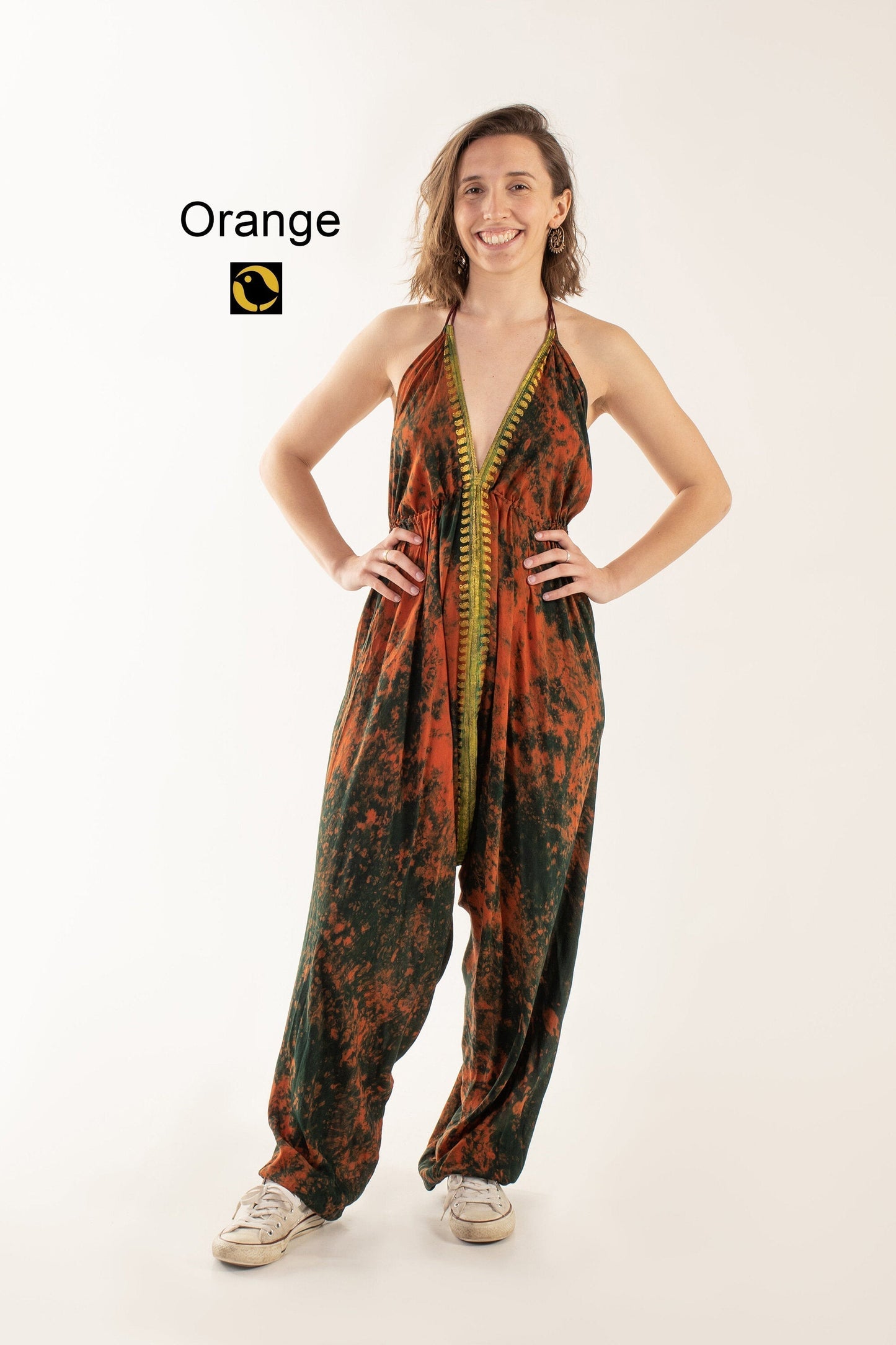 Recycled Silk Jumpsuit: Oranges