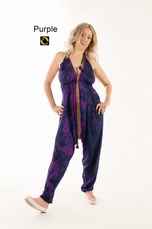 Recycled Silk Jumpsuit: Purples