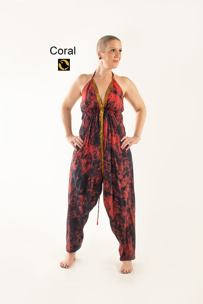 Recycled Silk Jumpsuit: Oranges