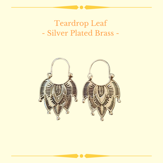 Teardrop Leaf Brass Earrings