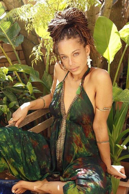 Recycled Silk Jumpsuit: Greens