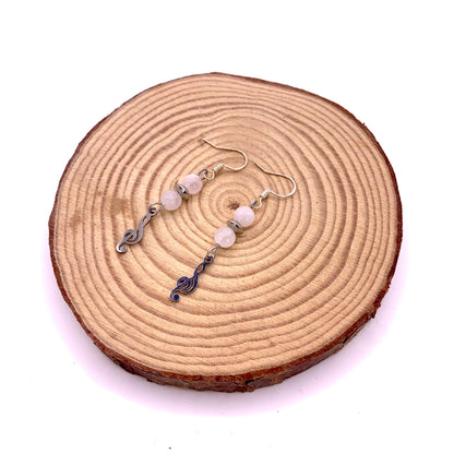 Gemstone, Wood & Charm Bracelet & Earring Set