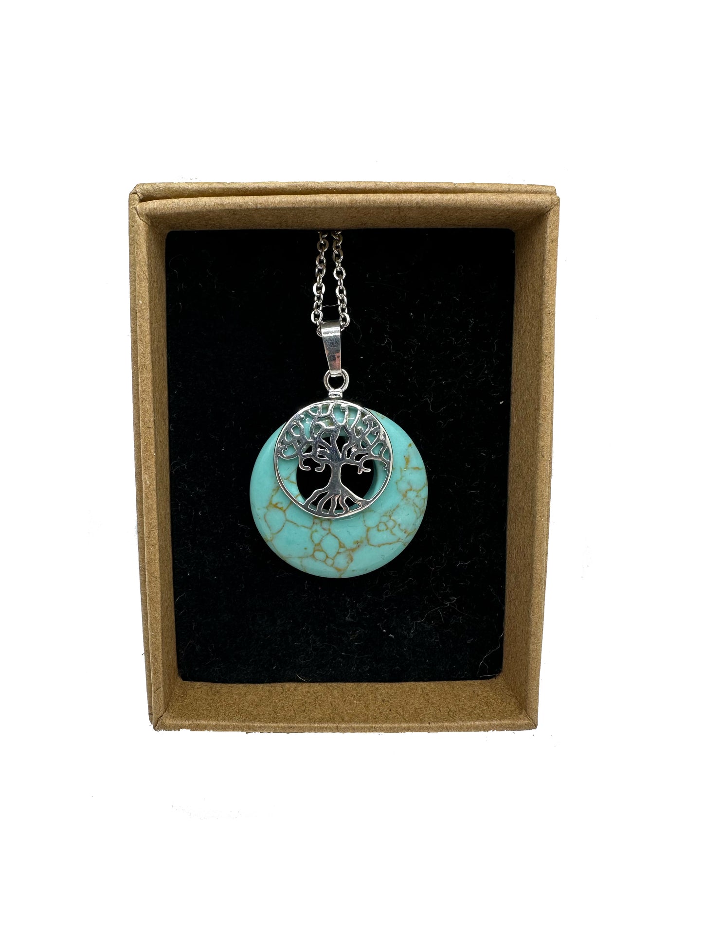 Turquoise Tree of Life Donut Necklace